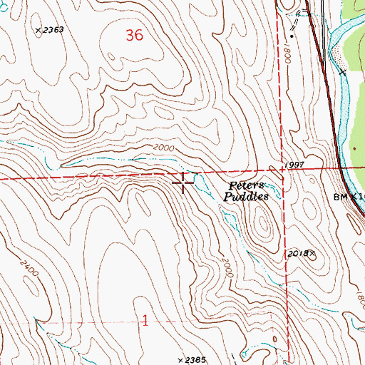 Topographic Map of Peters Puddles, WA