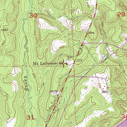 Topographic Map of Mount Lebanon Baptist Church, AL