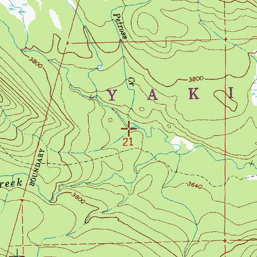 Topographic Map of Petross Creek, WA