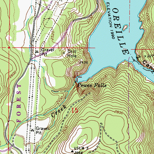 Topographic Map of Pewee Creek, WA