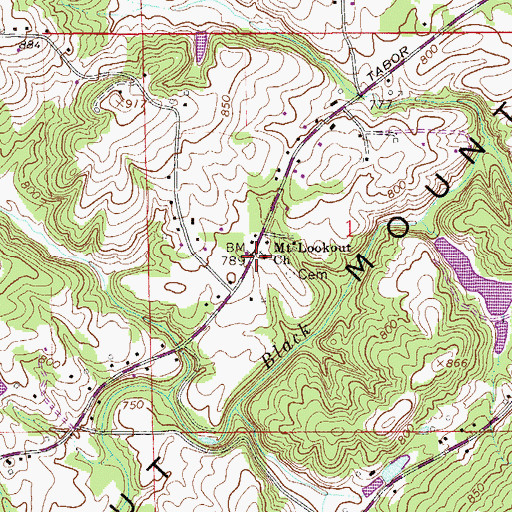 Topographic Map of Mount Lookout Congregational Methodist Church, AL