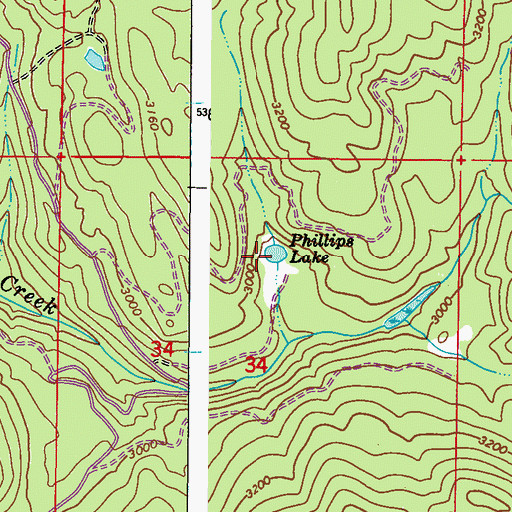 Topographic Map of Phillips Lake, WA