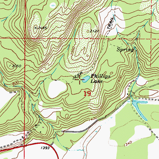 Topographic Map of Phillips Lake, WA