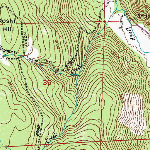 Topographic Map of Pick Creek, WA