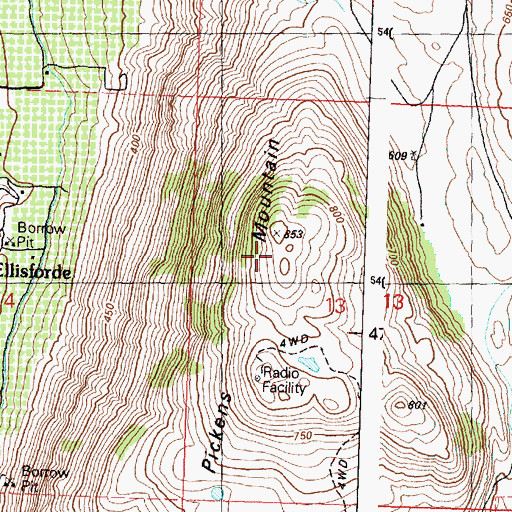 Topographic Map of Pickens Mountain, WA