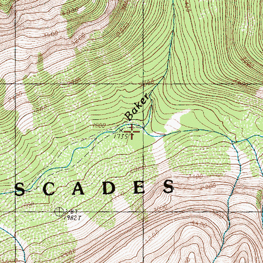 Topographic Map of Picket Creek, WA
