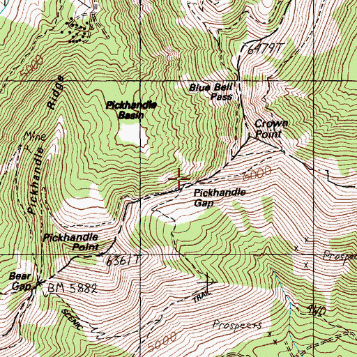 Topographic Map of Pickhandle Gap, WA