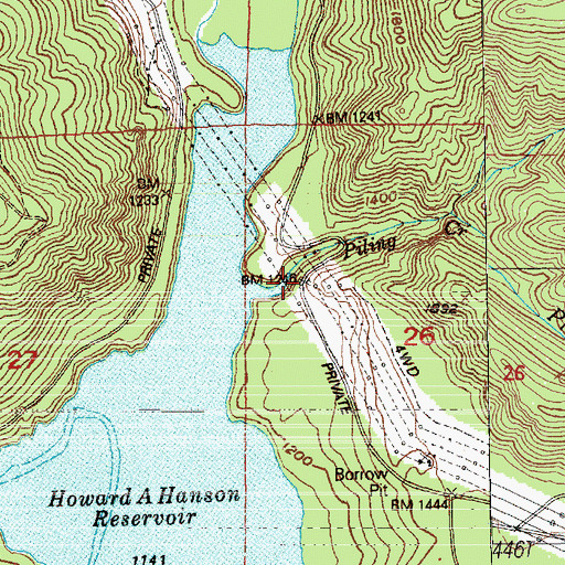 Topographic Map of Piling Creek, WA