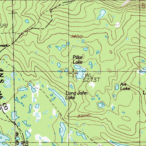 Topographic Map of Pillar Lake, WA