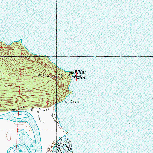 Topographic Map of Pillar Point, WA