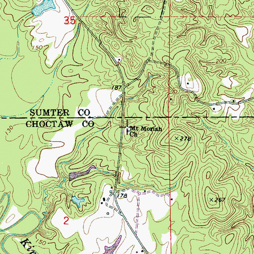 Topographic Map of Mount Moriah Missionary Baptist Church, AL