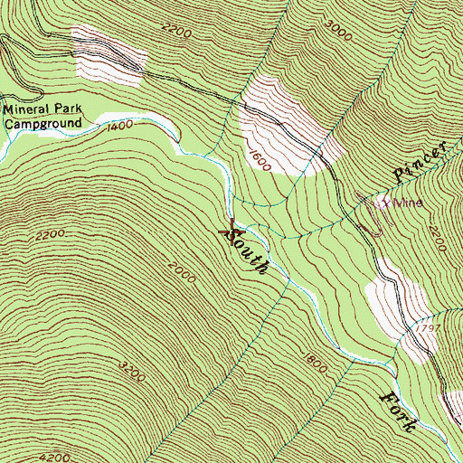 Topographic Map of Pincer Creek, WA