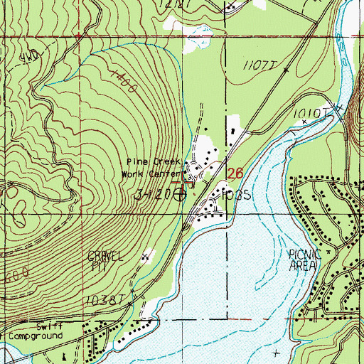 Topographic Map of Pine Creek Work Center, WA
