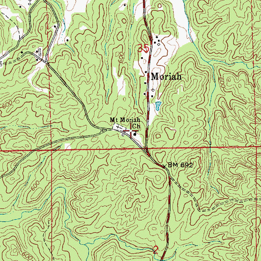 Topographic Map of Mount Moriah Baptist Church, AL
