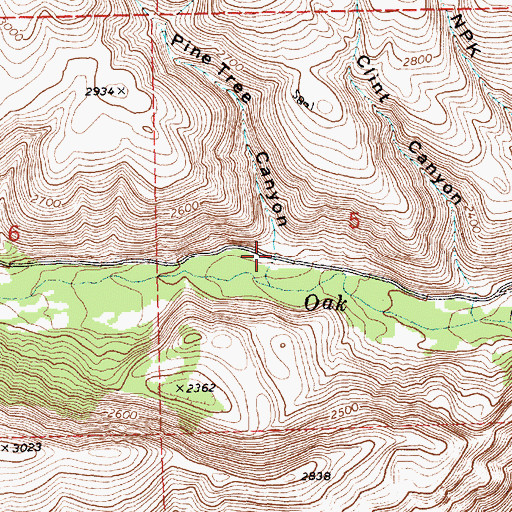 Topographic Map of Pine Tree Canyon, WA