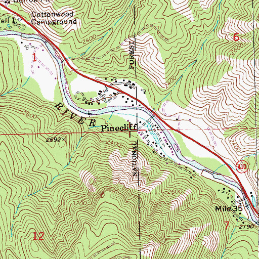 Topographic Map of Pinecliff, WA