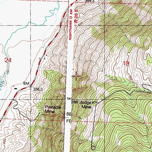 Topographic Map of Pinnacle Mine, WA