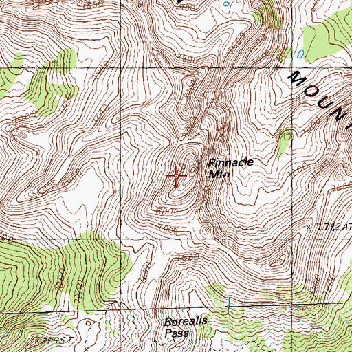 Topographic Map of Pinnacle Mountain, WA