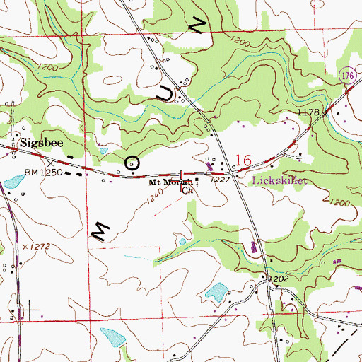 Topographic Map of Mount Moriah Church, AL