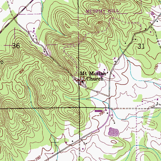 Topographic Map of Mount Moriah Methodist Church, AL