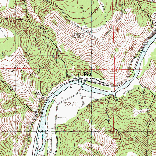Topographic Map of Pitt, WA