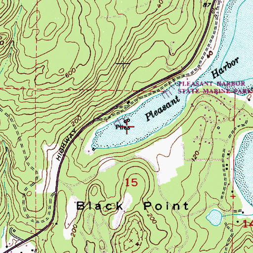 Topographic Map of Pleasant Harbor, WA