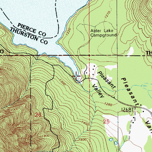 Topographic Map of Pleasant Valley, WA
