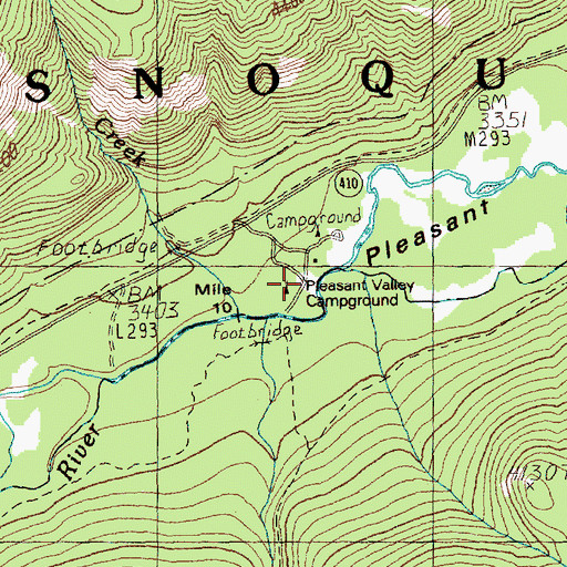 Topographic Map of Pleasant Valley Campground, WA