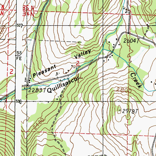 Topographic Map of Pleasant Valley School, WA