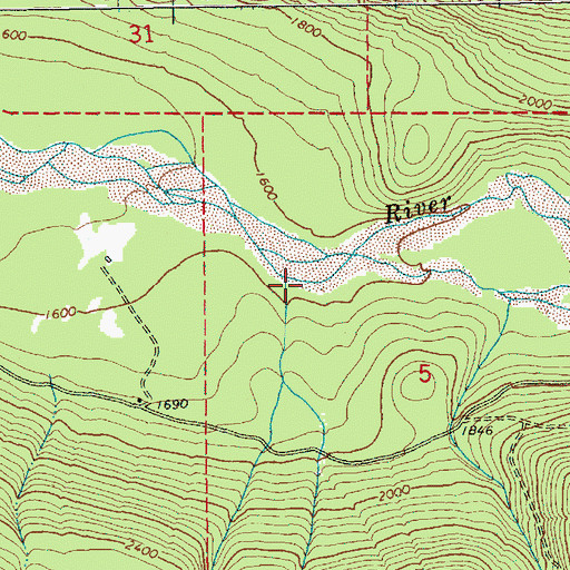 Topographic Map of Poch Creek, WA