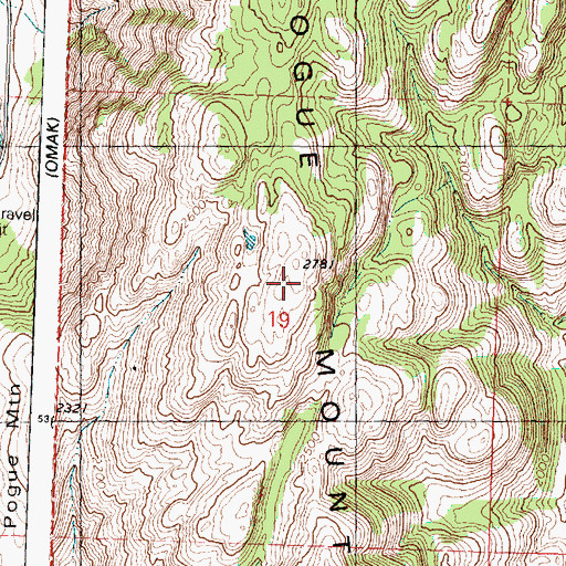 Topographic Map of Pogue Mountain, WA