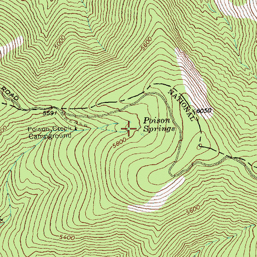 Topographic Map of Poison Springs, WA