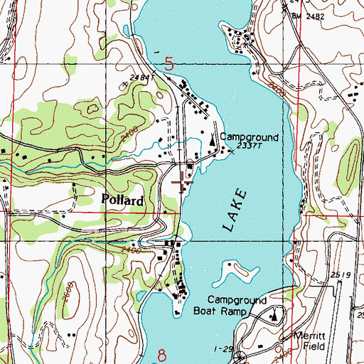 Topographic Map of Pollard, WA