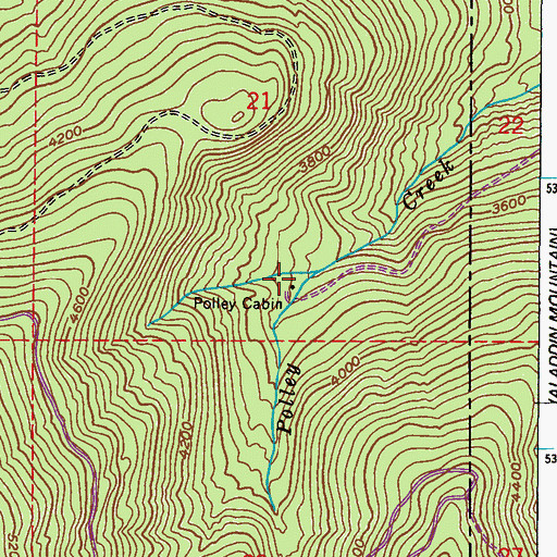 Topographic Map of Polley Cabin, WA