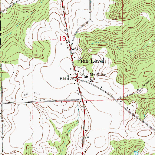 Topographic Map of Mount Olive Baptist Church, AL