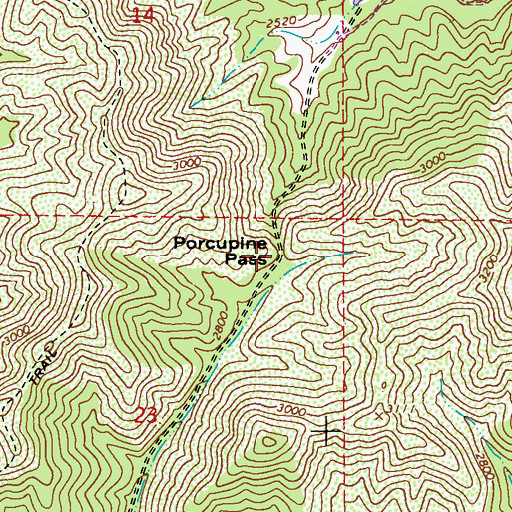 Topographic Map of Porcupine Pass, WA