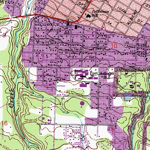 Topographic Map of Port Angeles High School, WA