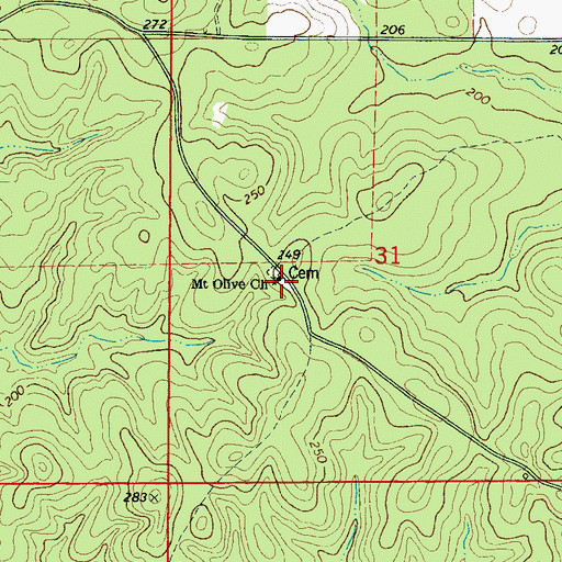 Topographic Map of Mount Olive Baptist Church, AL