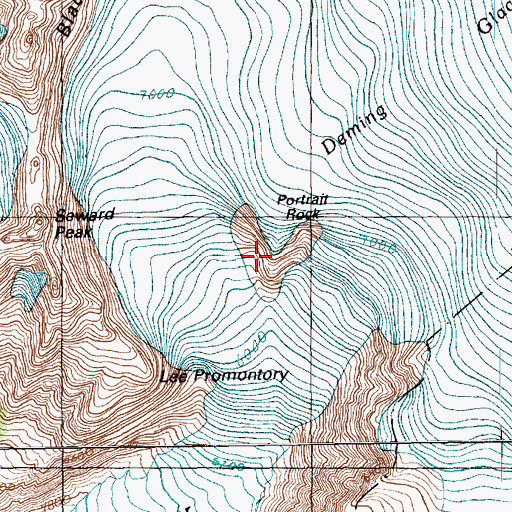 Topographic Map of Portrait Rock, WA