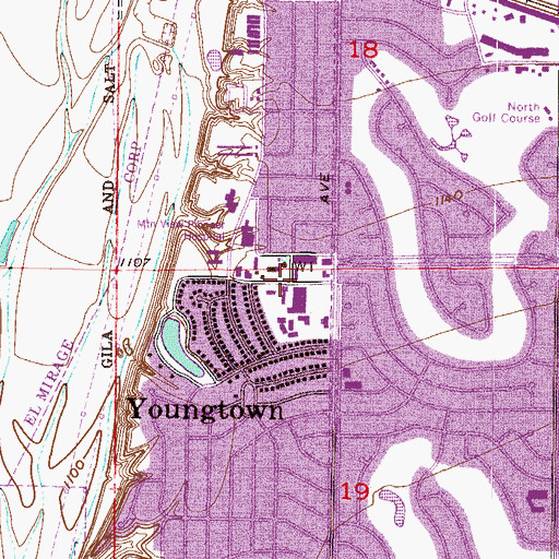 Topographic Map of Youngtown Shopping Center, AZ