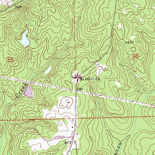 Topographic Map of Mount Olive Primitive Baptist Church, AL