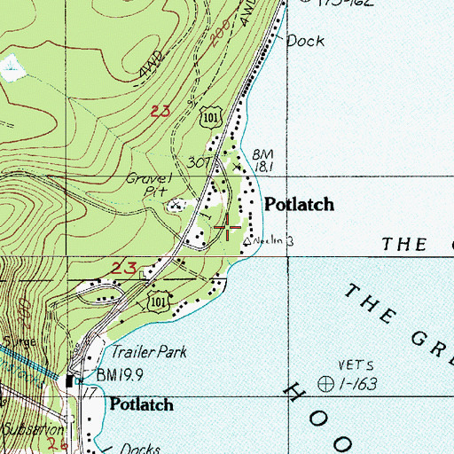 Topographic Map of Potlatch, WA
