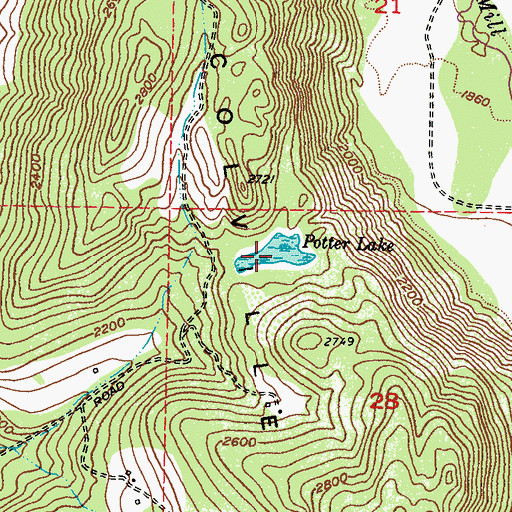 Topographic Map of Potter Lake, WA