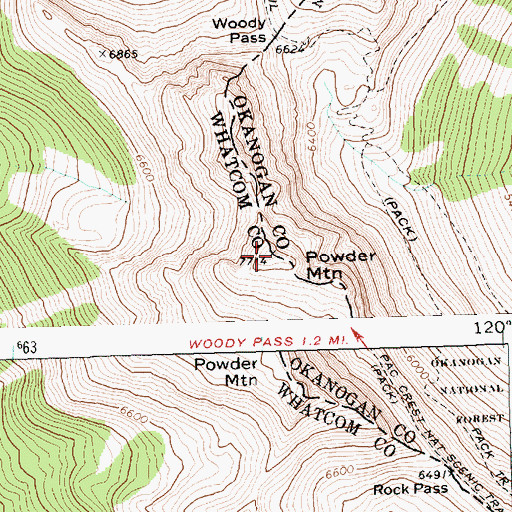 Topographic Map of Powder Mountain, WA