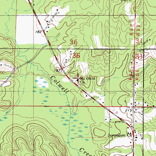 Topographic Map of Mount Olive Church, AL