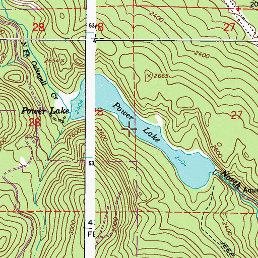 Topographic Map of Power Lake, WA