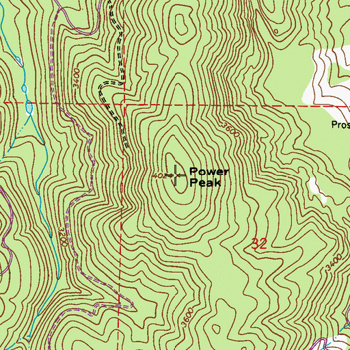 Topographic Map of Power Peak, WA