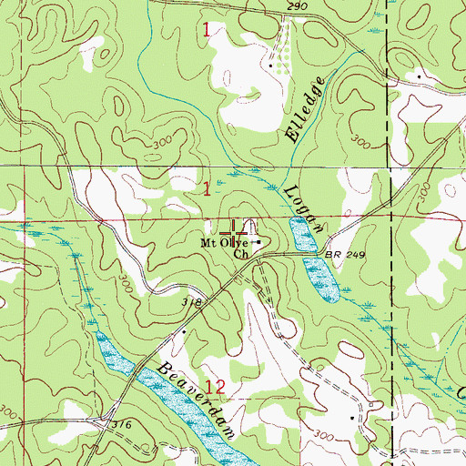 Topographic Map of Mount Olive Church, AL