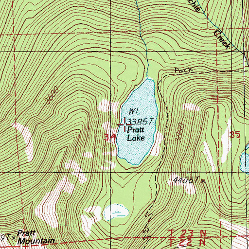 Topographic Map of Pratt Lake, WA