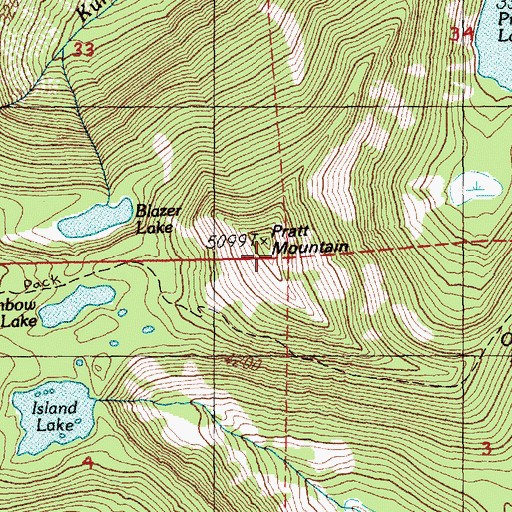 Topographic Map of Pratt Mountain, WA
